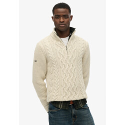 Superdry Gebreide cable trui zip ecru