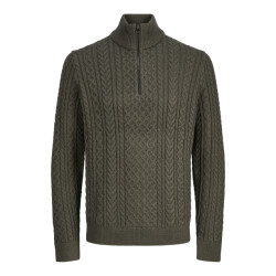 Jack & Jones jprblusean knit cable half zip sn 12283487 black olive