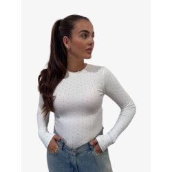 Reinders Dames longsleeve ribb diamonds wit