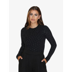 Reinders Dames longsleeve ribb diamonds zwart