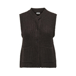 Jacqueline de Yong mabel s/l o-neck button vest knt 15359417 chocolate torte