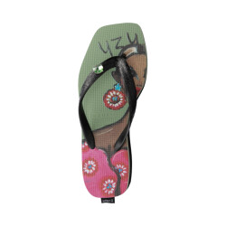 Uzurii Beach printed claudia mid heel groen