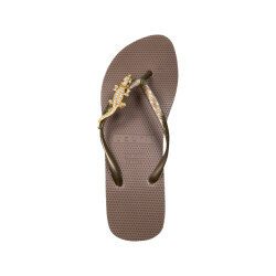 Uzurii Gold crocodile switch high heel taupe