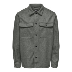 Only & Sons onsash ovr woolen look pkt ls shirt 22023564 castor gray