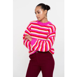 Geisha 54565-23 420 pullover loose knit stripes pink/red/off-white