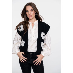 Geisha 54514-10 999 vest flowers black/offwhite