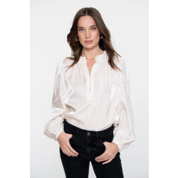 Geisha 53539-14 017 blouse shiny h dots ivory/black