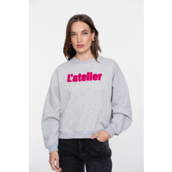 Geisha 52601-41 900 sweater l'atelier toweling grey melange/fuchsia