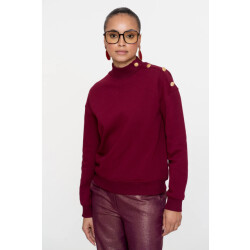 Geisha 52600-41 480 sweater with buttons at shoulder burgundy