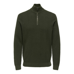 Only & Sons Onsmace reg 12 herringbon half zip donker