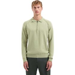 No Excess Pullover polo half zip solid light moss