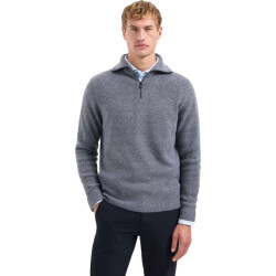 No Excess Pullover wing collar half zip soft washed blue