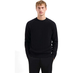 No Excess Pullover crewneck solid waffle knit black