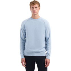 No Excess Pullover crewneck solid waffle knit dusty blue