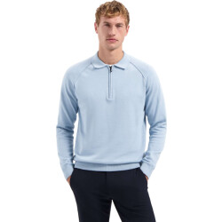 No Excess Pullover polo half zip solid dusty blue