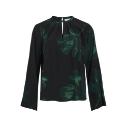 Vila viruna leaf l/s o-neck top 14110663 black beauty