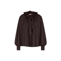 Studio Anneloes palmer ruffle blouse 13270 8700 espresso