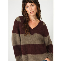 Mos Mosh 173090 159 mosmosh mm taci stripe ls v-neck knit fudge