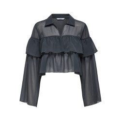 Only Onlsuzzi ls frill tie top ox wvn antraciet
