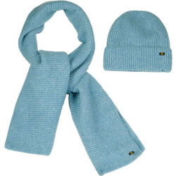 No Excess Beenie + scarf rib knit set dusty blue