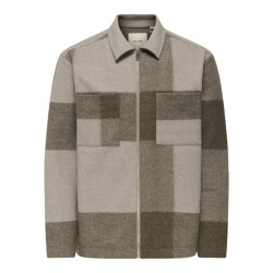 Only & Sons onswake checked zip overshirt 22034447 chinchilla