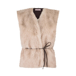 Studio Anneloes ivana fur waistcoat 13259 1700 ecru