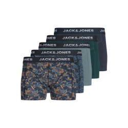 Jack & Jones Jongens boxershorts trunks jacmaxwell 5-pack blauw gebloemde print