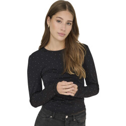 Only Onlzita l/s o-neck top bf jrs black/silver rhinest