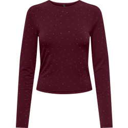 Only Onlzita l/s o-neck top bf jrs cabernet/silver rhin