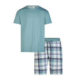 Phil & Co Heren shortama korte pyjama set groen geruit