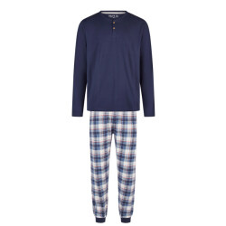 Phil & Co Heren pyjama set lang donkerblauw geruit