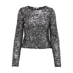 Only onlpalema ls lace sequin top wvn 15359848 silver sequins