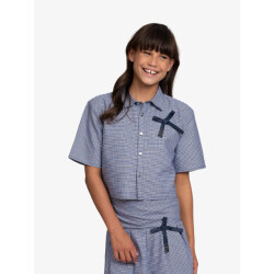 Nik & Nik Meisjes blouse polly off white royal blue