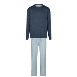 Phil & Co Heren pyjama set interlock donkerblauw/lichtblauw gestreept