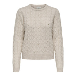 Jacqueline de Yong Jdycarmen ls o-neck pearl pullover knt beige
