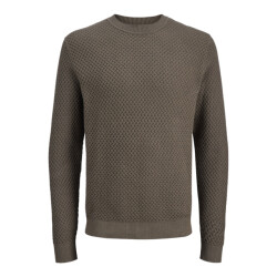 Jack & Jones Jprblubarkley knit crew neck ch ln donker