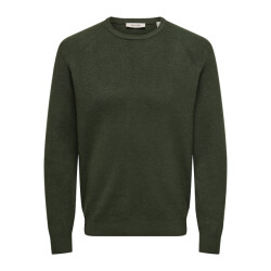 Only & Sons Onsalfi reg ls crew knit camp cs donker