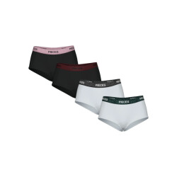 Pieces Dames hipster pclogo glitter 4-pack zwart/wit