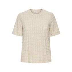 Only Onlines life 24 o-neck glitter top jrs beige