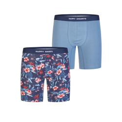 Happy Shorts Heren boxershorts met lange pijpen boxer briefs hawaii/lichtblauw