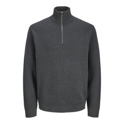 Jack & Jones jprblamilano stitch knit half zip s 12259664 dark grey melange