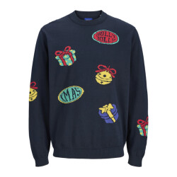 Jack & Jones Heren kersttrui jorholiday donkerblauw