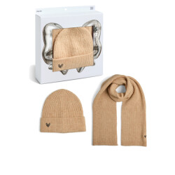 Pieces Dames wintermuts + sjaal gebreid pcniva giftbox beige