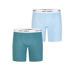 Happy Shorts Heren boxershorts met lange pijpen boxer briefs groen/lichtblauw