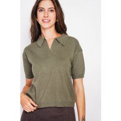 William de Faye Ribbed polo kaki