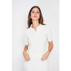 William de Faye Ribbed polo naturel