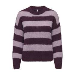 Only onlcamel life ls stripe o-neck cs k 15371829 winetasting