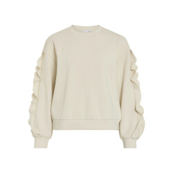 Vila vimentina flounce o-neck l/s top 14111068 birch