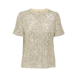Only Onlana ss loose sequins top jrs beige