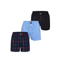 Happy Shorts Wijde boxershorts heren kerst 3-pack geruit/print/effen